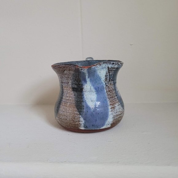 Vintage Blue and White Terracotta Creamer - Signed Studio Pottery - Picture 3 of 12